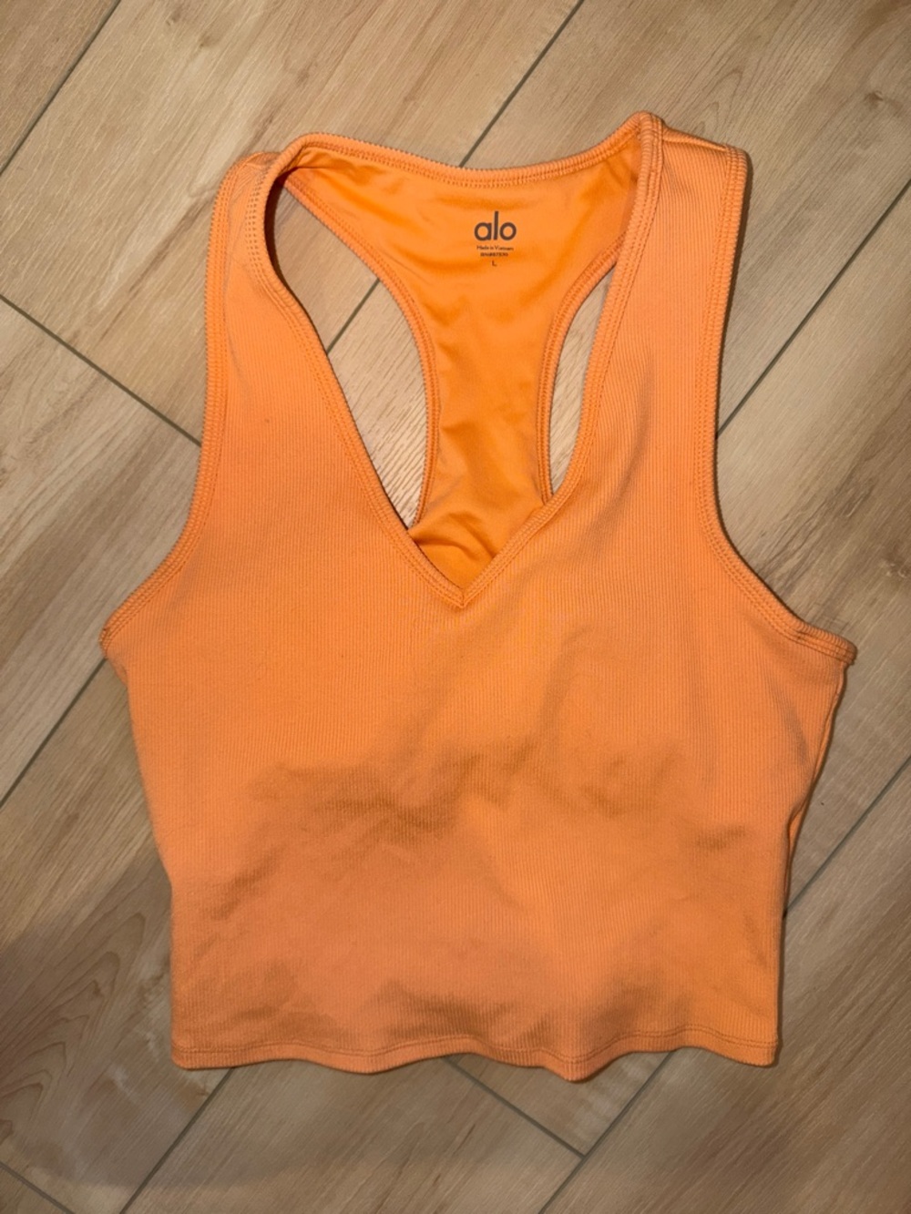 ALO Yoga Orange Ribbed Racerback Crop Tank